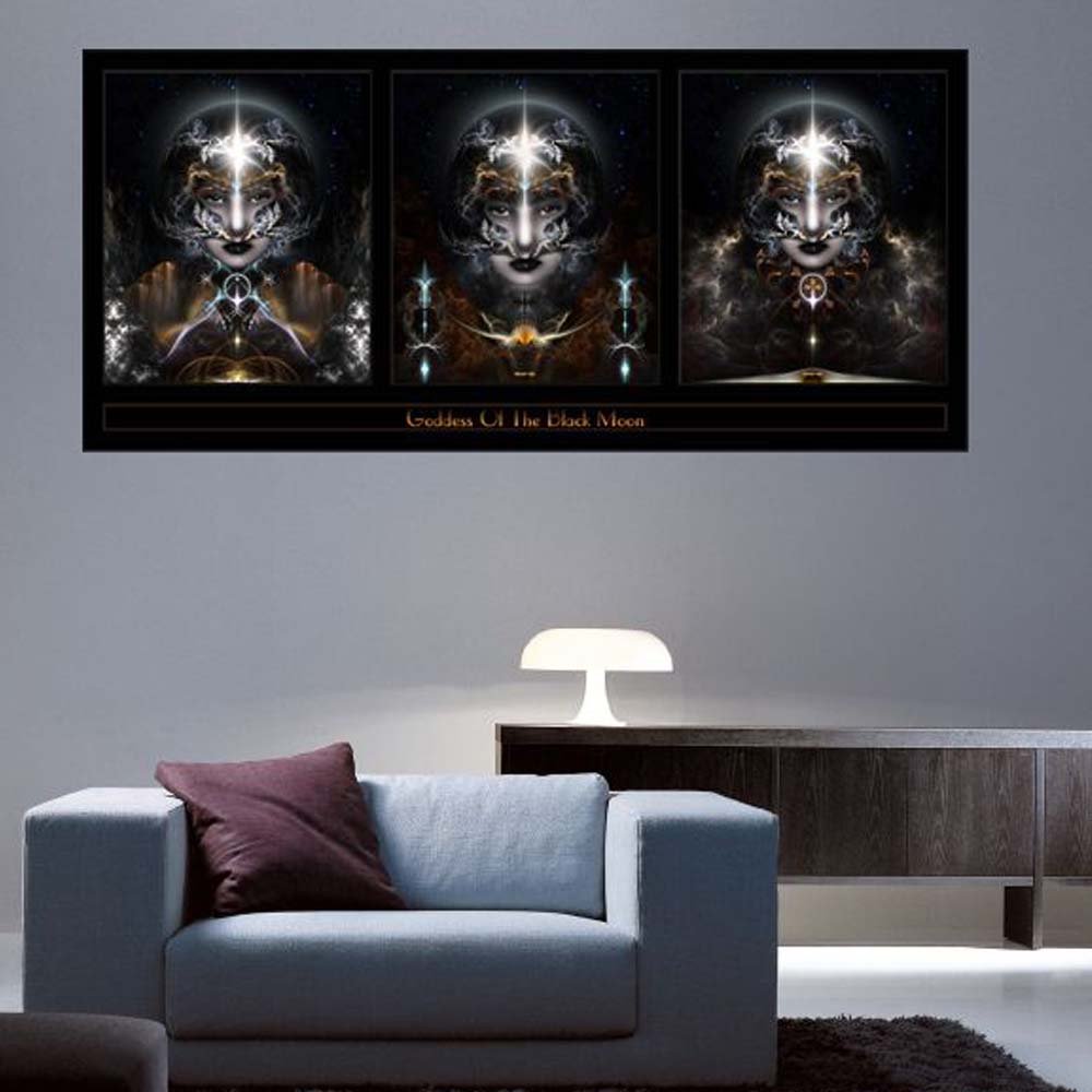Goddess of the Black Moon Triple  Wall Decal Installed