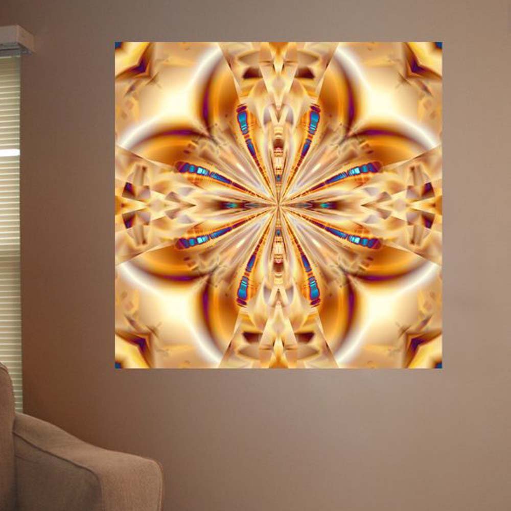 Gold Copper Rings Warped Layers Gloss Poster Installed