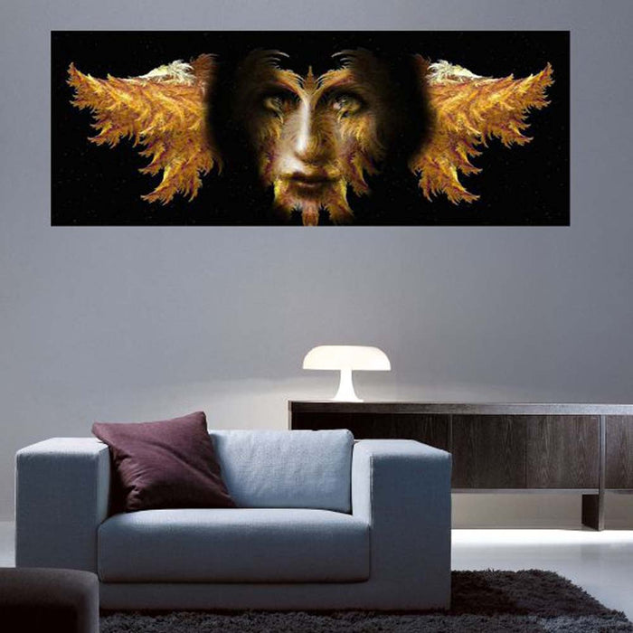 Gold Girl Fractal Feather Fluff Carved Gloss Poster Installed
