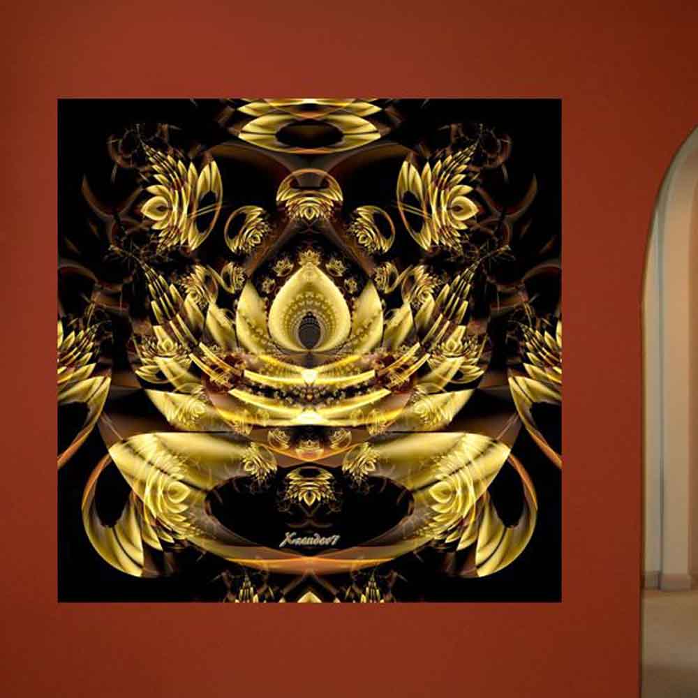 Golden Fractal Fantasy Wall Decal Installed | Wallhogs