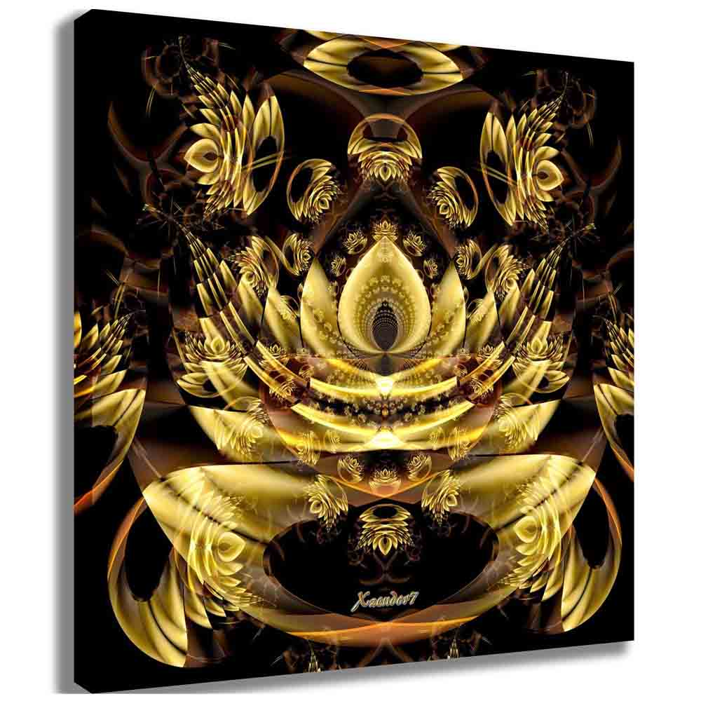 Golden Fractal Fantasy Canvas Printed | Wallhogs