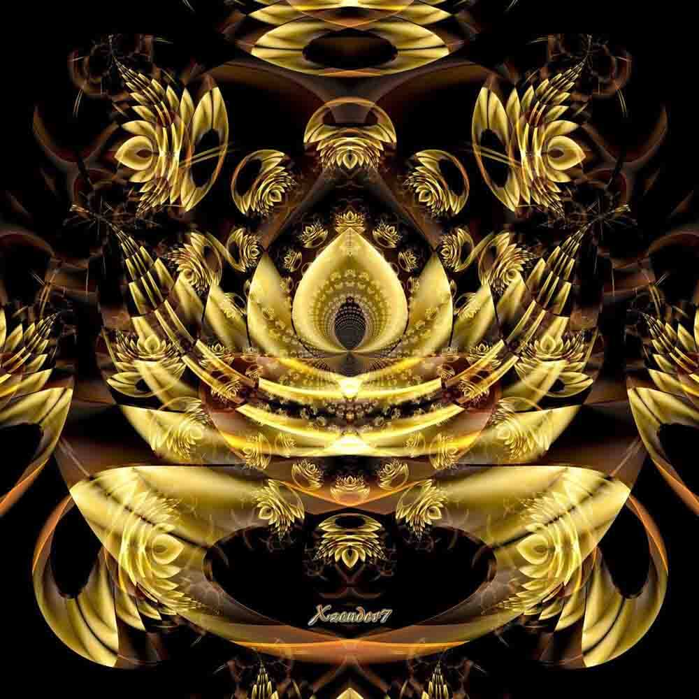 Golden Fractal Fantasy Wall Decal Printed | Wallhogs