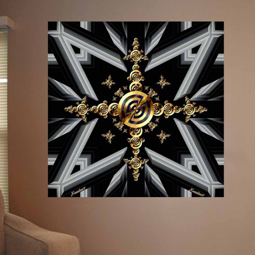 Golden Twirl Cross Light Gloss Poster Installed | Wallhogs