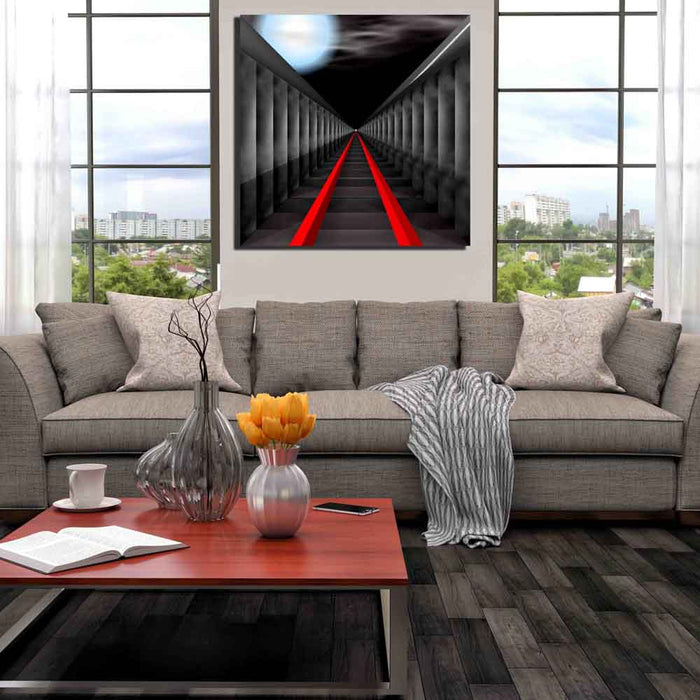 Light at the Far End of the Tracks Canvas Print Installed