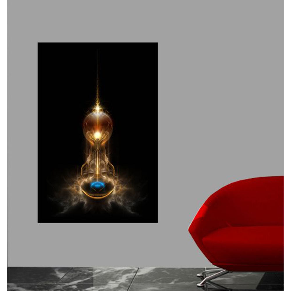 Orb of Light on Black Fractal Art Gloss Poster Installed