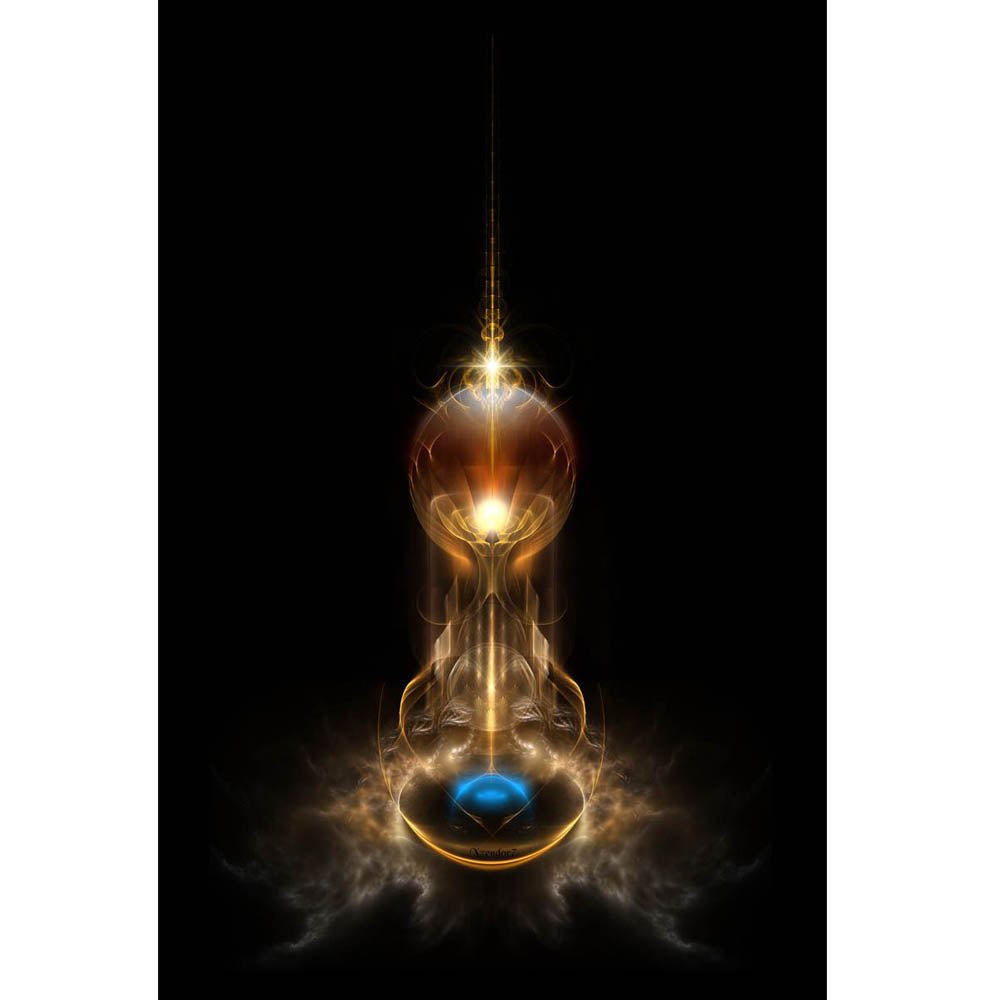Orb of Light on Black Fractal Art Gloss Poster Printed