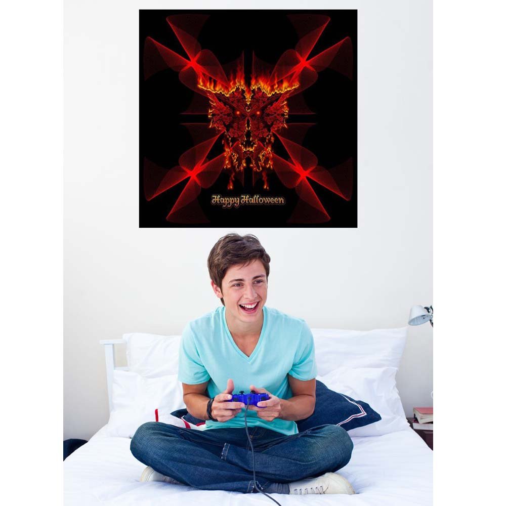 SineDot Spiral Fractal Fire Demon Gloss Poster Installed