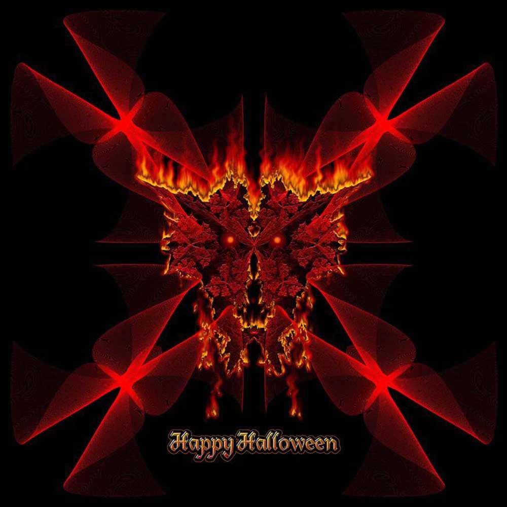 SineDot Spiral Fractal Fire Demon Gloss Poster Printed
