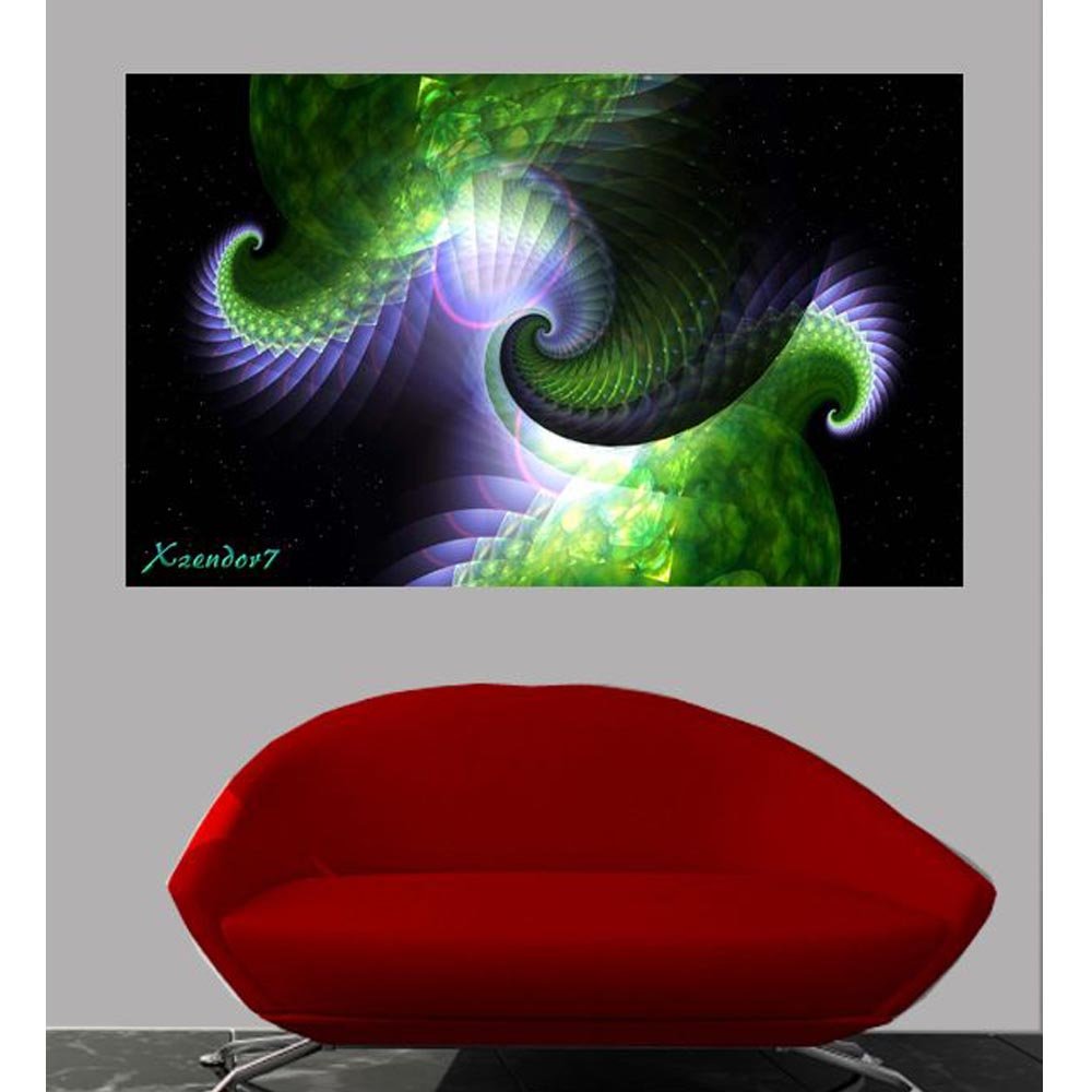 Spiral Space Shells Fractal Art Wall Decal Installed | Wallhogs