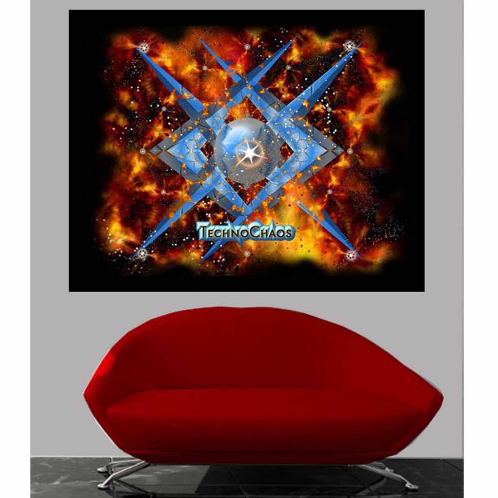 Techno Chaos Fractal Art Wall Decal Installed | Wallhogs