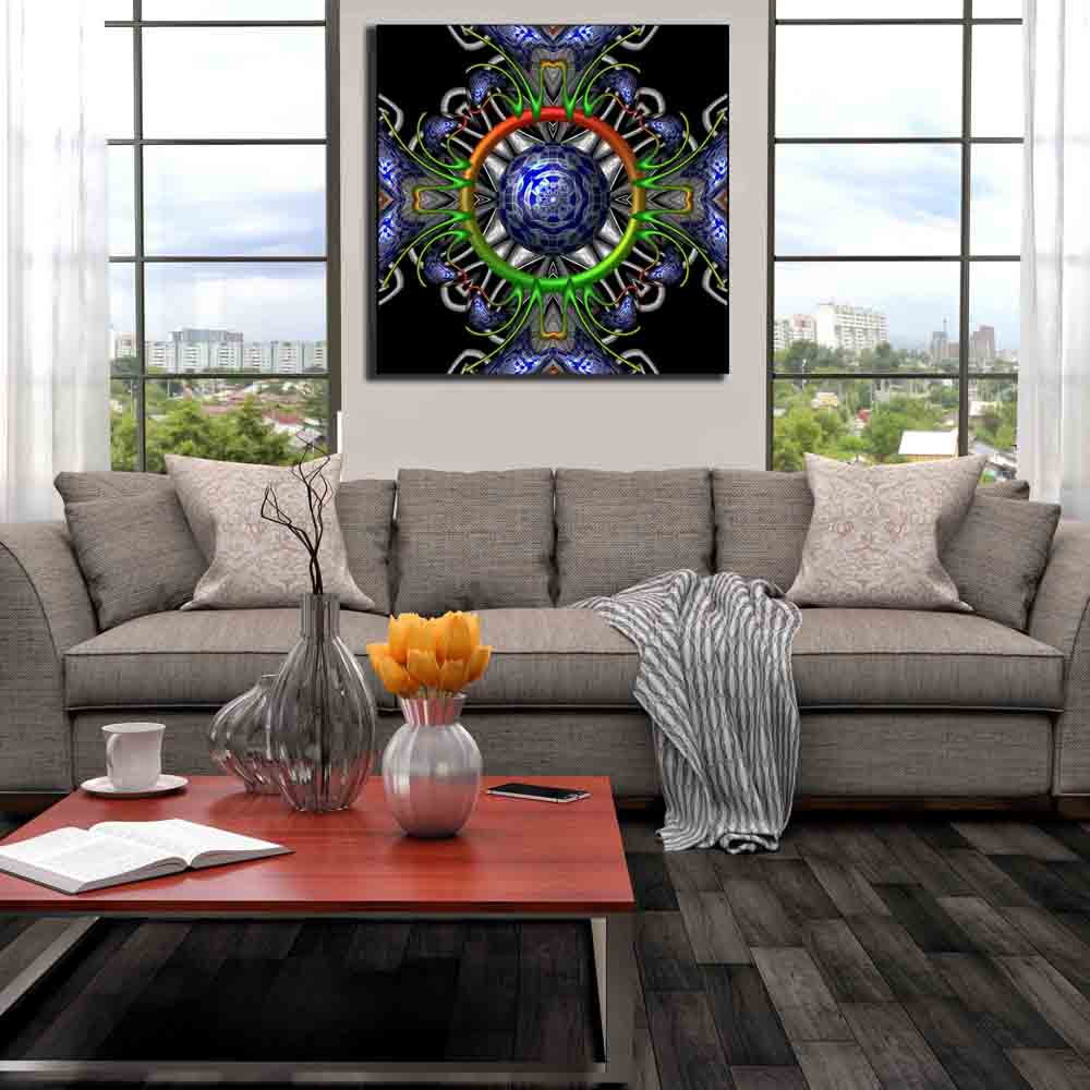 Warped Fractal Collage IsoSil Canvas Print Installed | Wallhogs