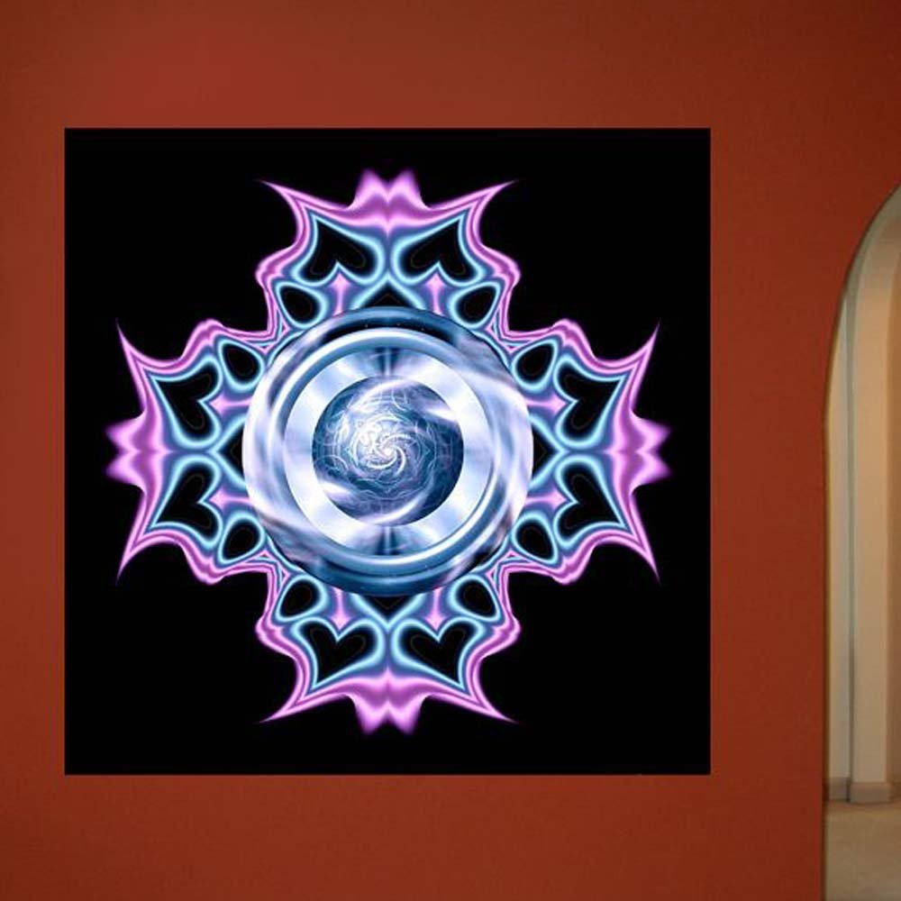 Warped Hearts Metallic Blue Pink Gloss Poster Installed