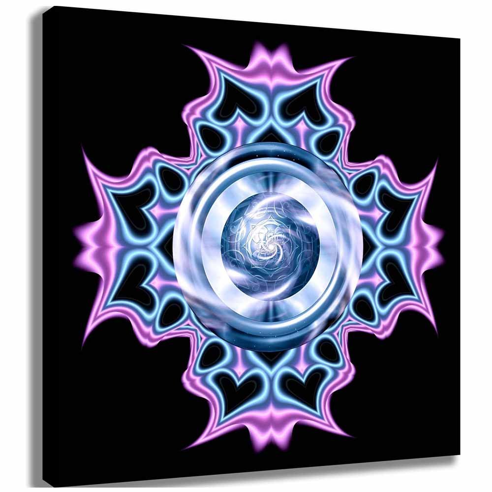 Warped Hearts Metallic Blue Pink Canvas Printed