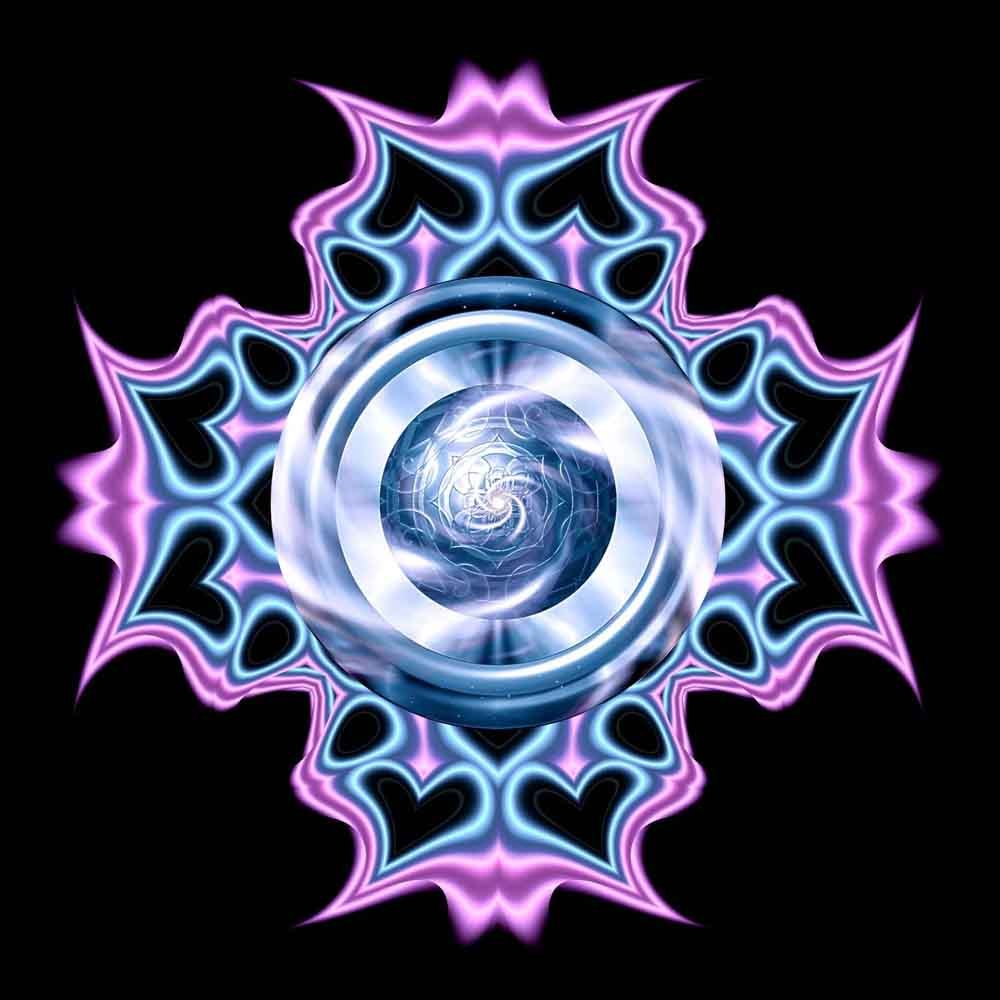 Warped Hearts Metallic Blue Pink Gloss Poster Printed